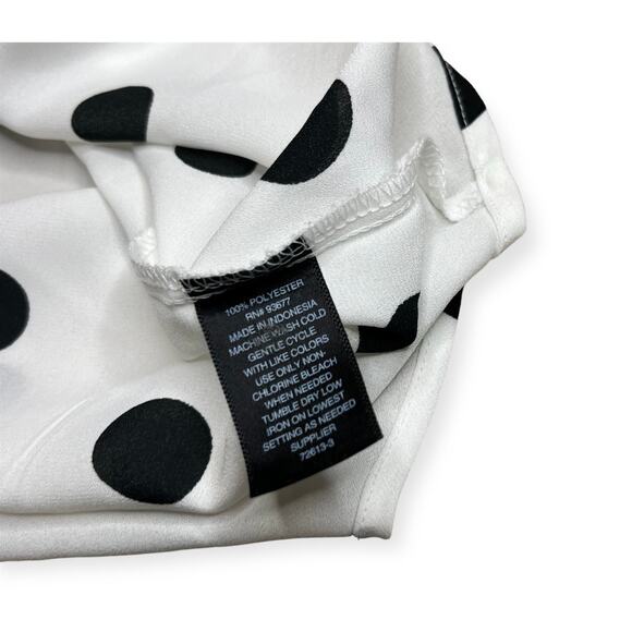 Y2K Black White Polka Dot Sleeveless Blouse Button Down Sheer Tank Top Sz Large - Picture 5 of 8